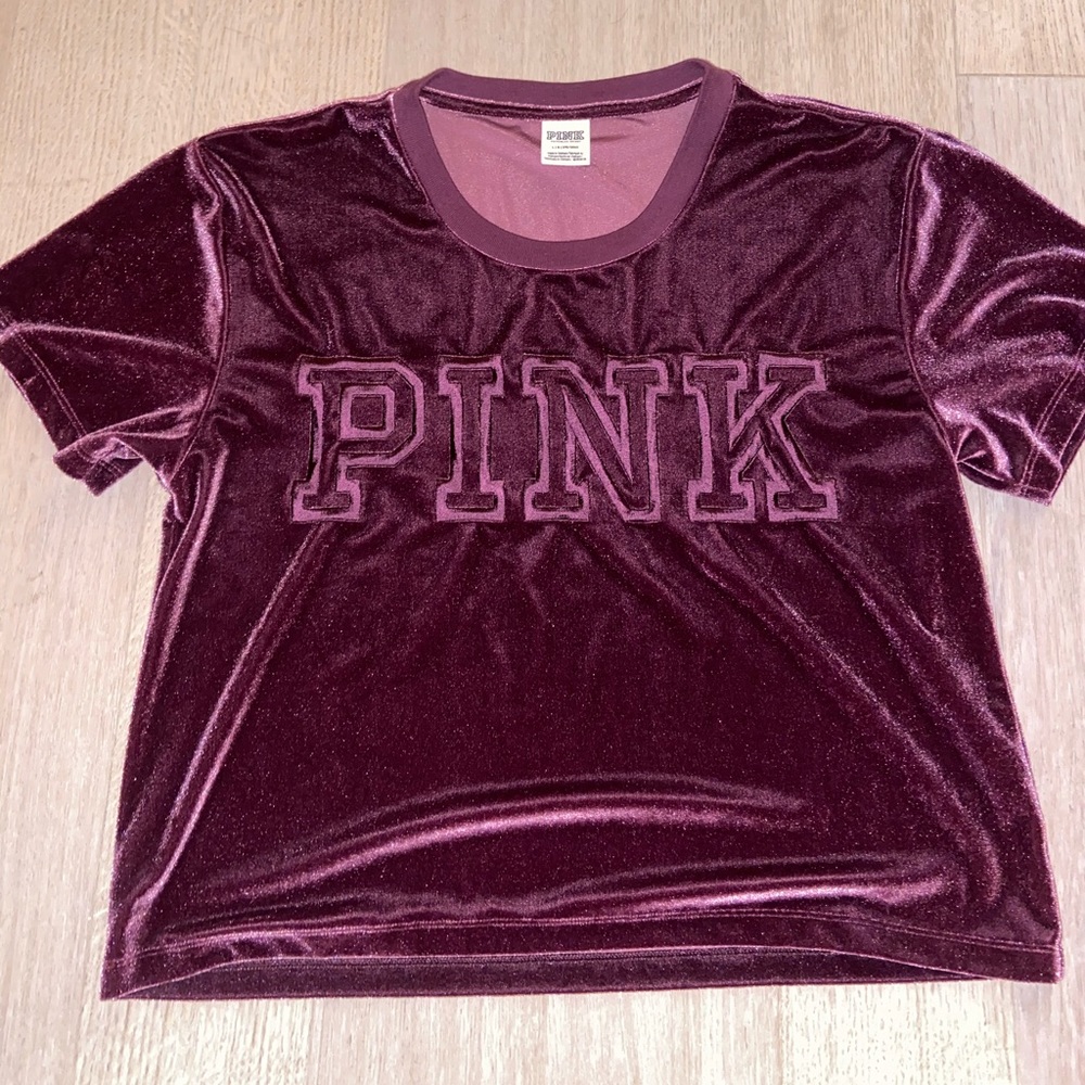 PINK Victoria’s Secret velour cropped top tee